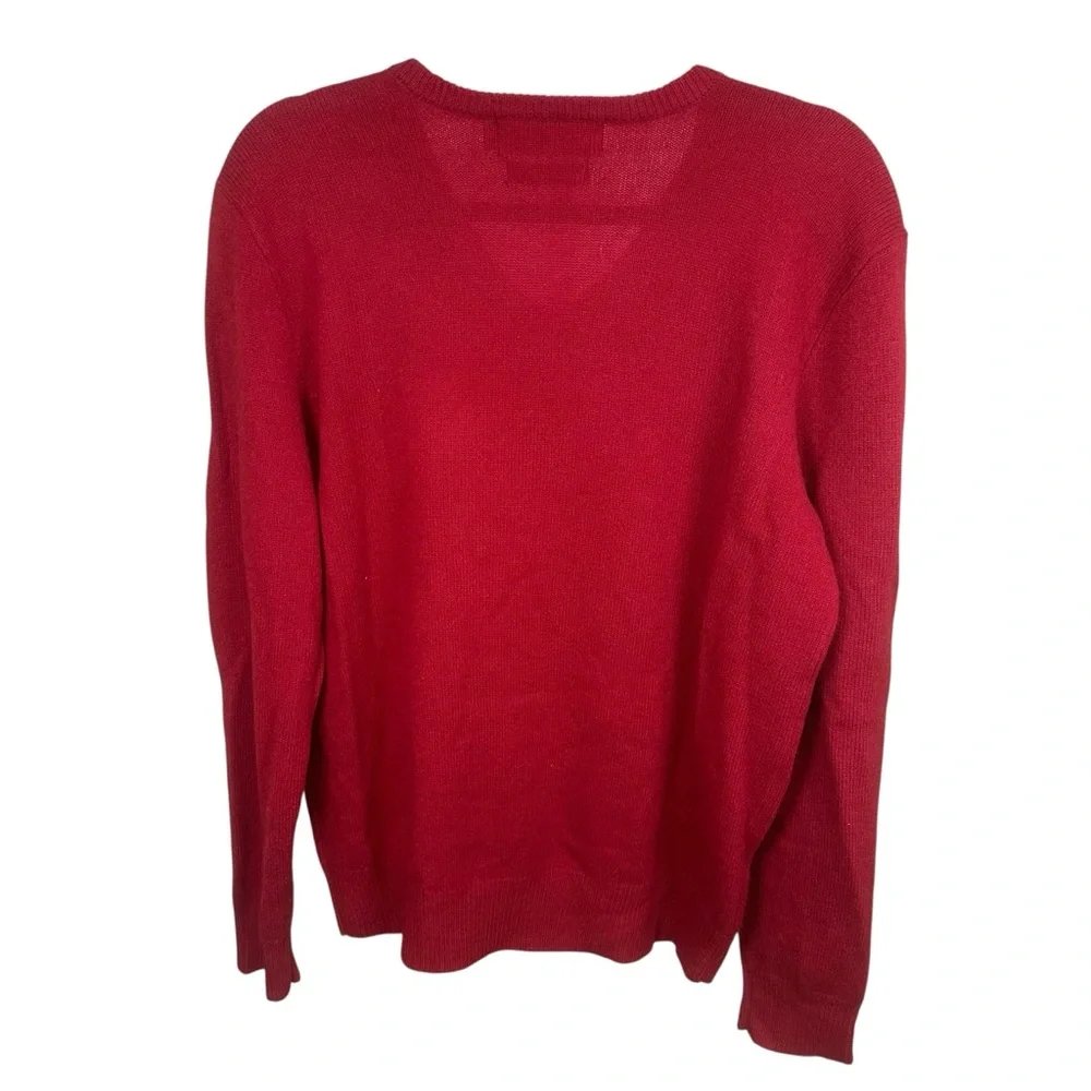 Polo Ralph Lauren Lambswool V-Neck Sweater Classic Preppy Classic Red M - Picture 2 of 7